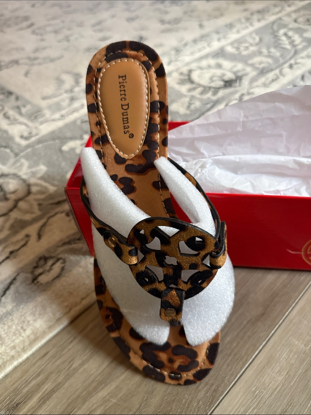 Pierre Dumas Leopard Print Slip-On Thong Mules - Brown & Black